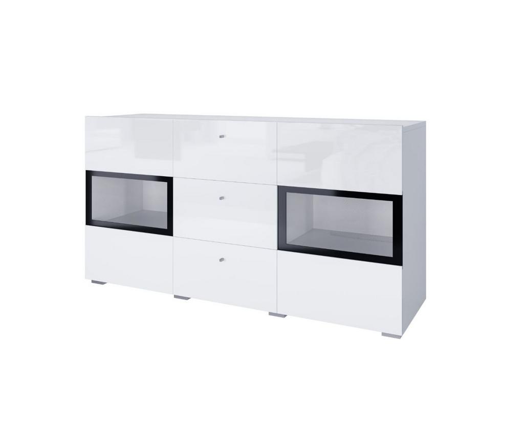 Hoogglans Dressoir Kast - Modern Design, Kunststof, 100 tot 150 cm, Ophalen of Verzenden, Zo goed als nieuw