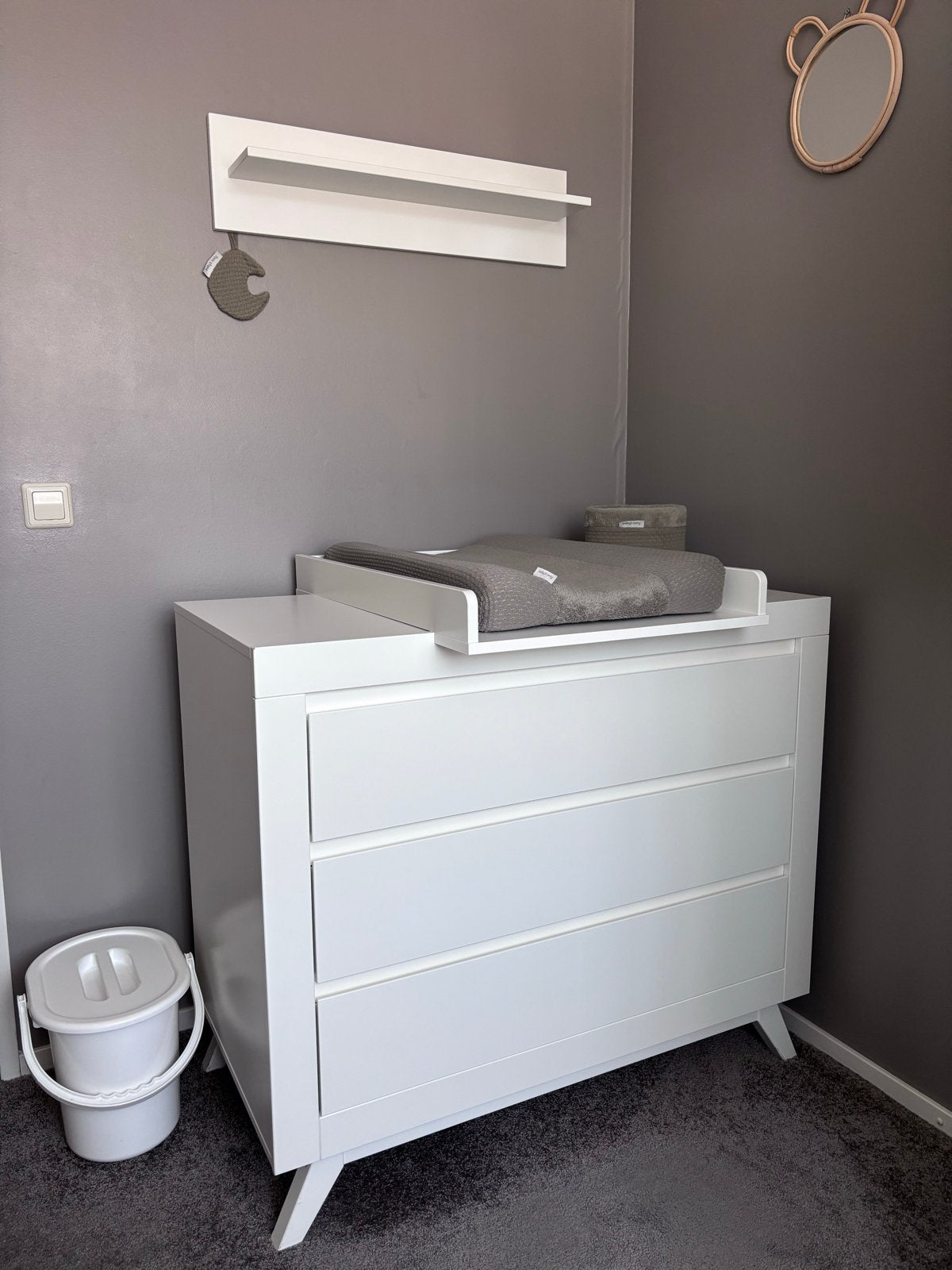 Bopita Anne Babykamer: Ledikant 60x120 cm en Commode, Ophalen, Gebruikt, 70 tot 85 cm, Lattenbodem