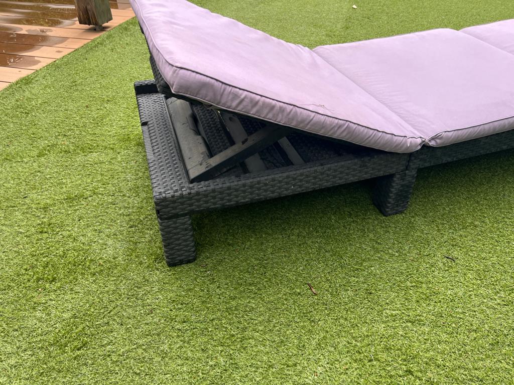 Verstelbare Wicker Ligstoel met Kussen, Tuin en Terras, Ligbedden, Ophalen, Zo goed als nieuw, Kunststof, Verstelbaar