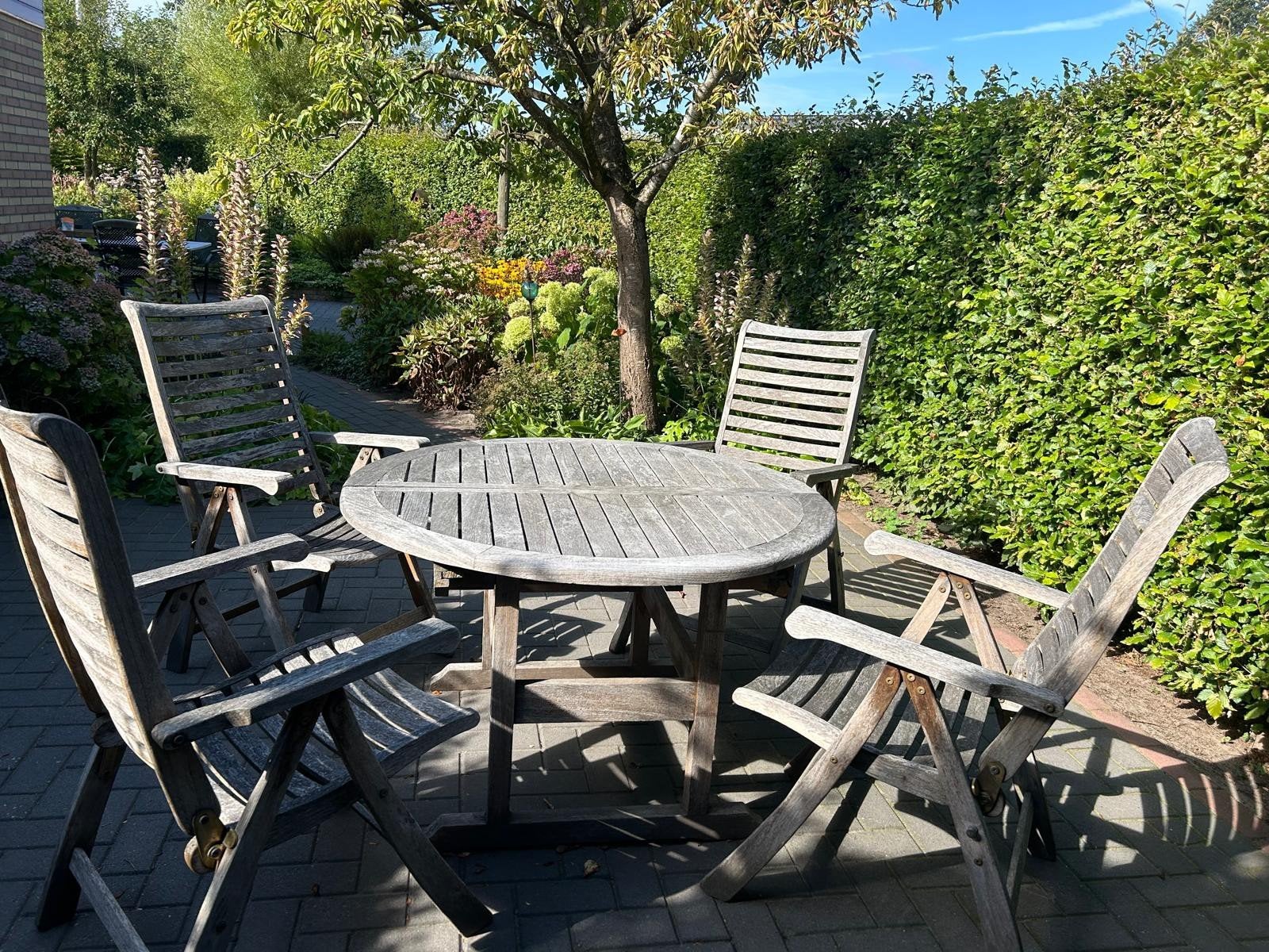 teak houten tuinset, Tuin en Terras, Ophalen, 4 zitplaatsen, Gebruikt, Teakhout