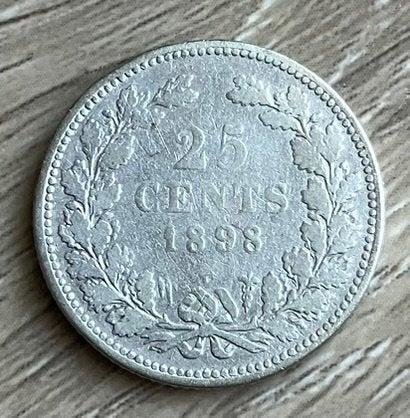 25 cent 1898 Wilhelmina (zeldzaam), Ophalen, Zilver, 25 cent, Koningin Wilhelmina