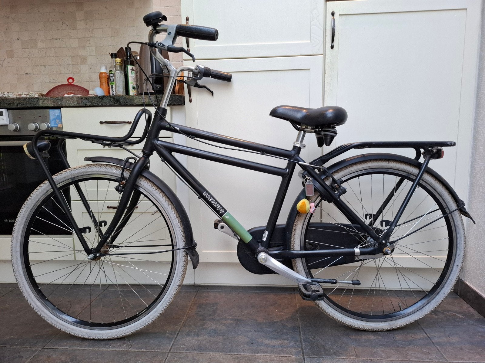 Batavus transportfiets 26", mat zwart, framemaat 43 cm, Ophalen, Terugtraprem, Gebruikt, Versnellingen