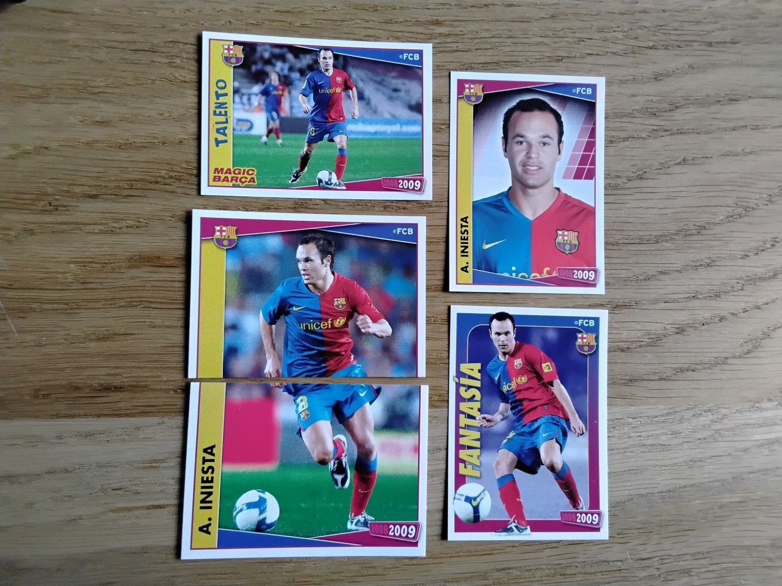5 Panini stickers Barcelona 2008/2009  - Iniesta, Ophalen of Verzenden, Zo goed als nieuw, Buitenlandse clubs, Poster, Plaatje of Sticker