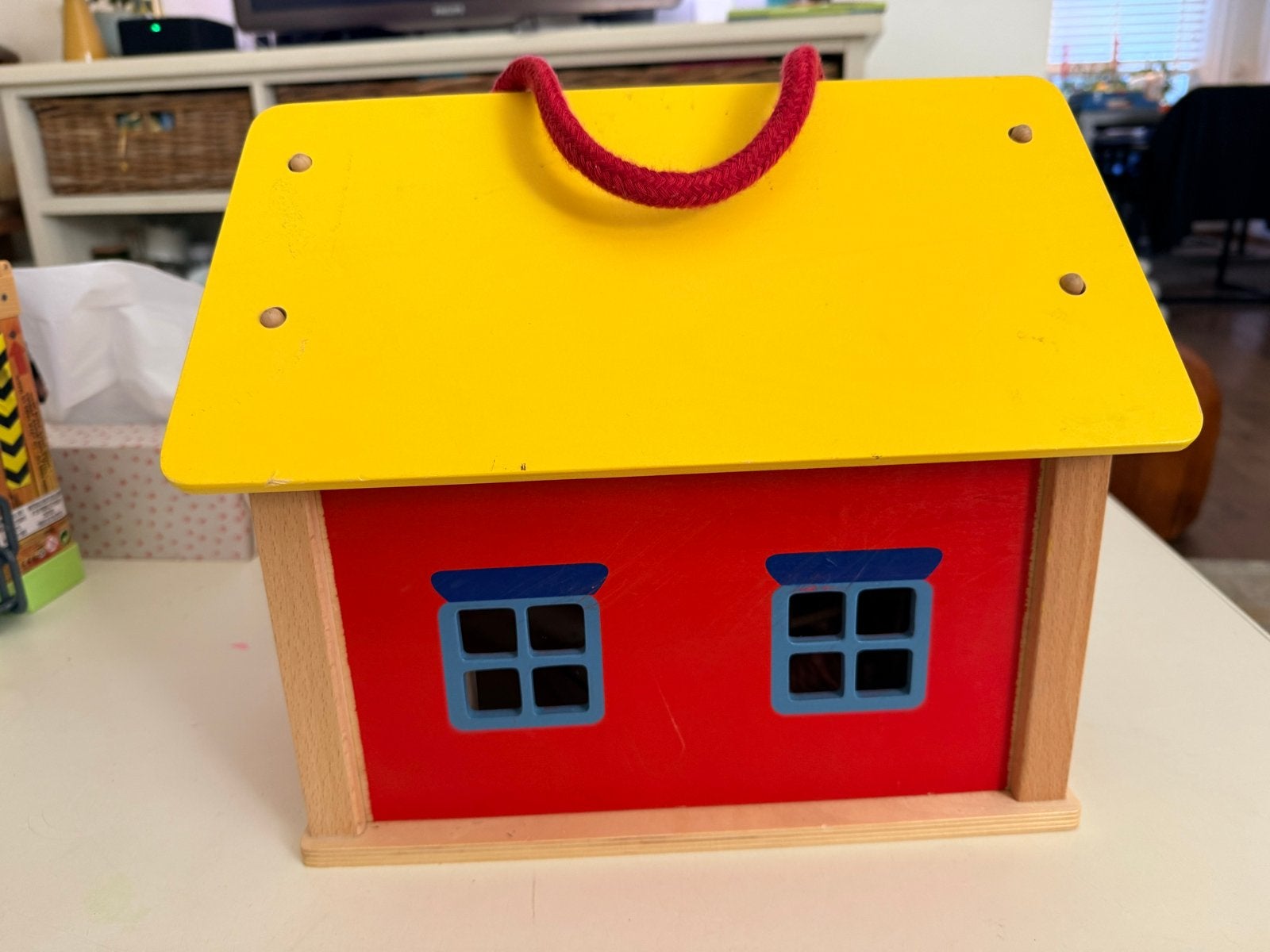 Houten speelhuisje met boerderijdieren en accessoires, Ophalen, Gebruikt, Jongen of Meisje
