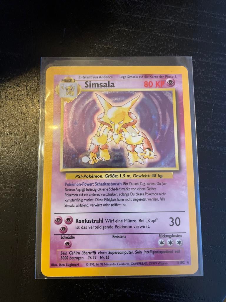 Simsala (Alakazam) 1/102 Holo - Base Set Pokémon Kaart, Hobby en Vrije tijd, Verzamelkaartspellen | Pokémon, Ophalen of Verzenden