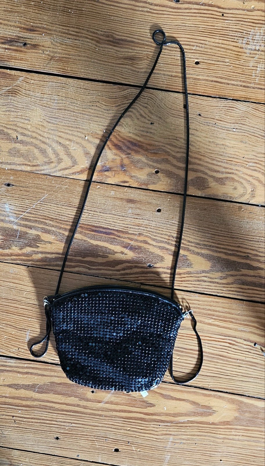 Zwart klein glitter tas, Ophalen of Verzenden, Zo goed als nieuw, Zwart, Overige materialen