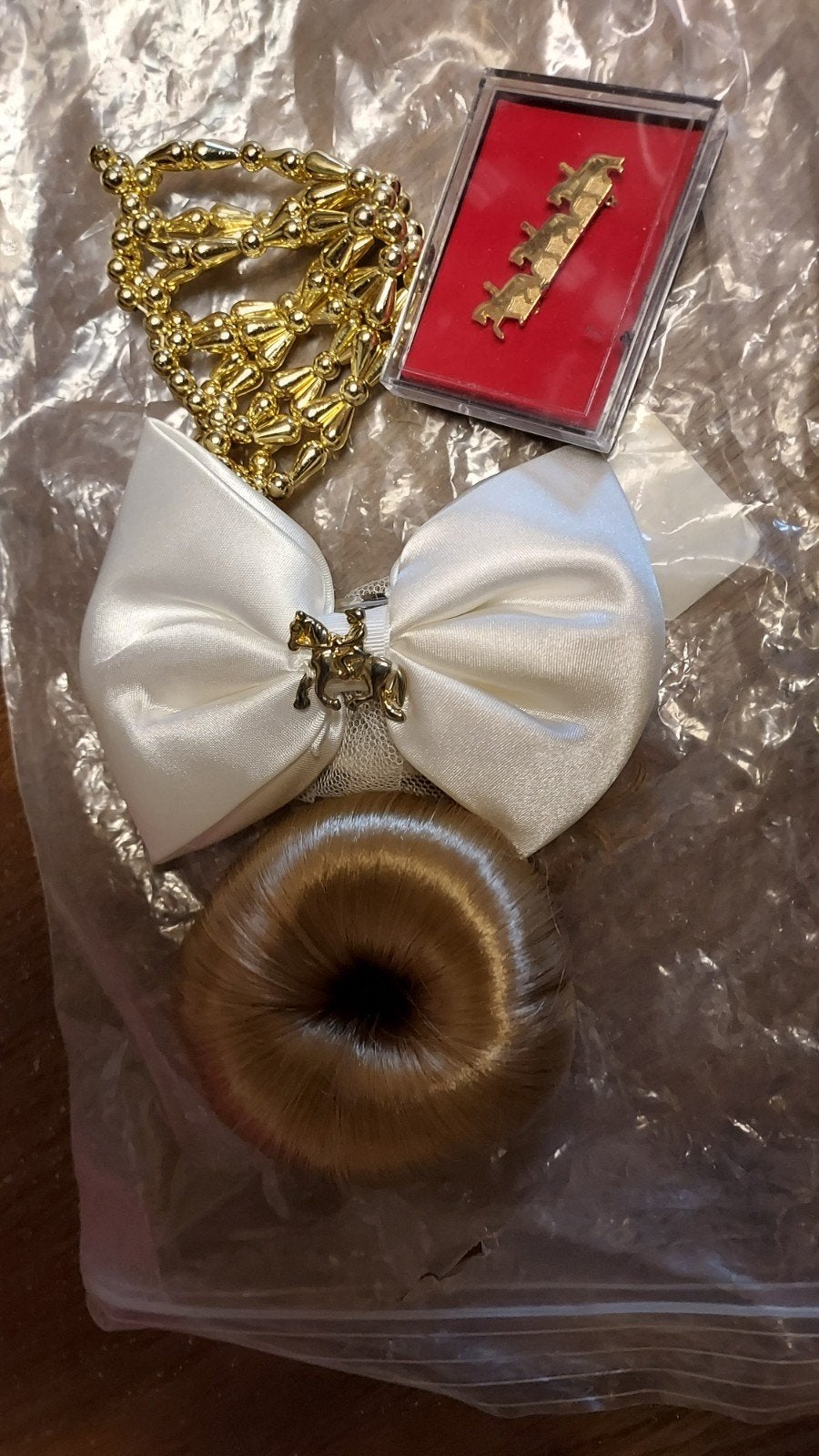 Haaraccessoires set: strik, knot en gouden ketting, Ophalen of Verzenden, Gebruikt
