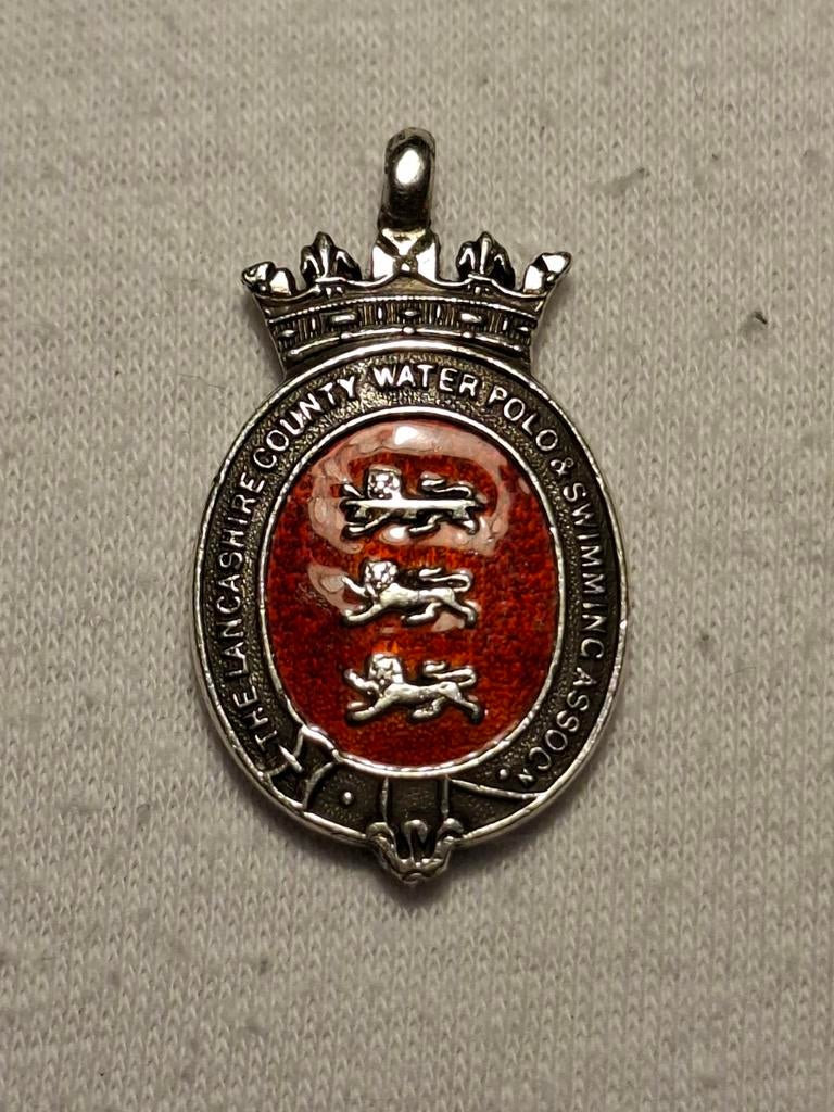 Engels zilveren hanger Waterpolo and swimming medaille 1932, Ophalen of Verzenden, Zilver, Buitenland