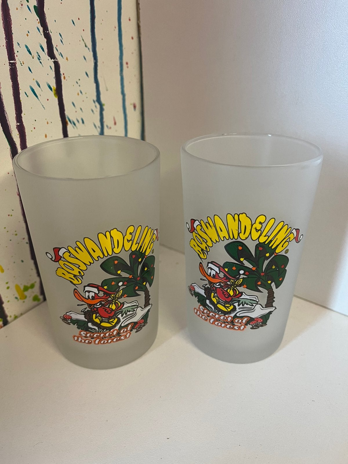 Boswandeling glazen set van 2 glazen, Ophalen of Verzenden, Nieuw, Borrel- of Shotglas