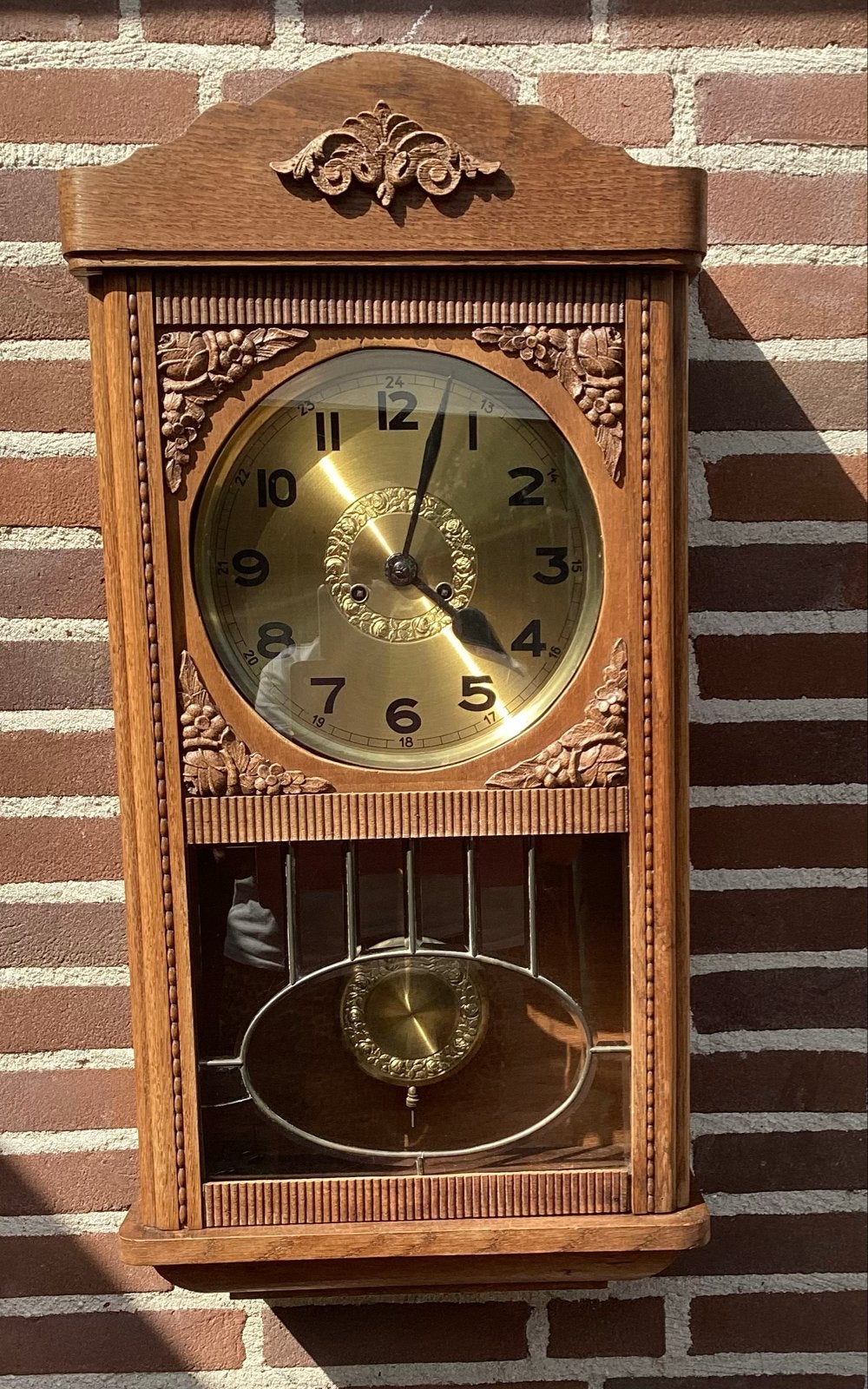 Antieke Bim Bam Klok - Eikenhout - 76cm Hoog, Ophalen