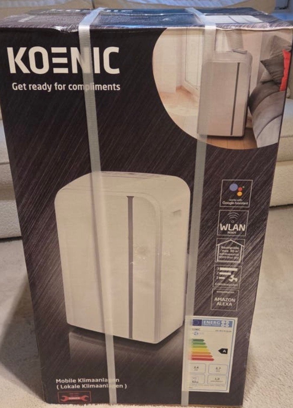 KOENIC Mobiele Airco - Nieuw in Verpakking, Witgoed en Apparatuur, Ophalen, Minder dan 60 m³, Nieuw, 3 snelheden of meer