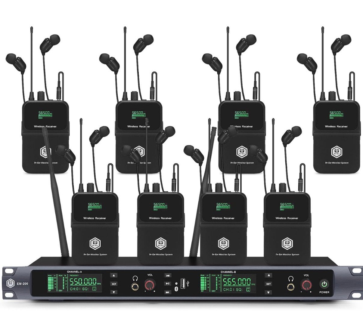W IN-Mix EM200 UHF draadloos monitor systeem 8 bodypacks, Ophalen of Verzenden, Nieuw, Overige typen, Draadloos