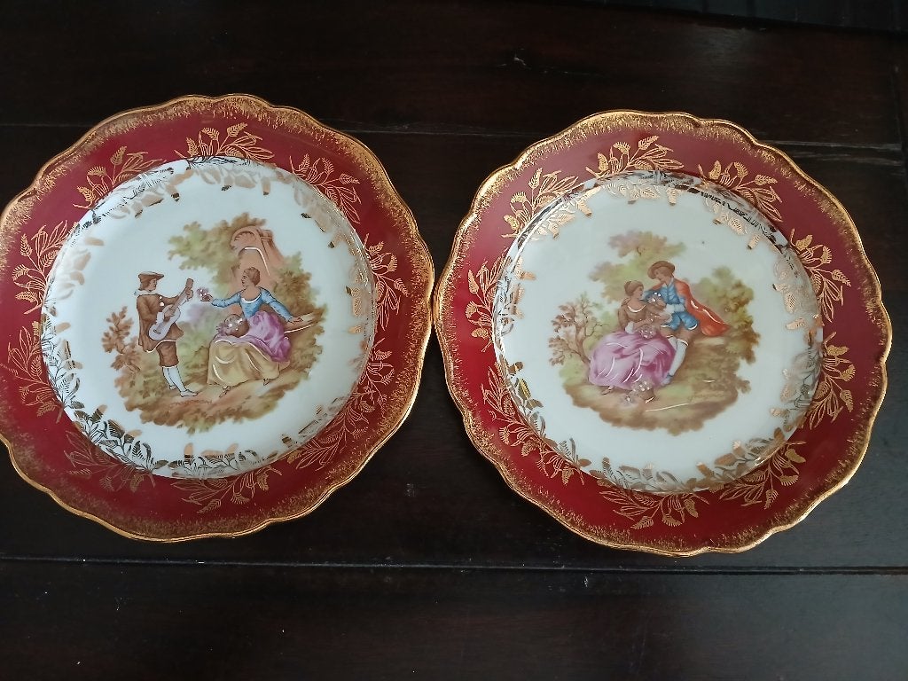 2st.Limoges porseleinen gebaksborden,17cm, Ophalen of Verzenden, Zo goed als nieuw, Porselein, Bord of Schaal