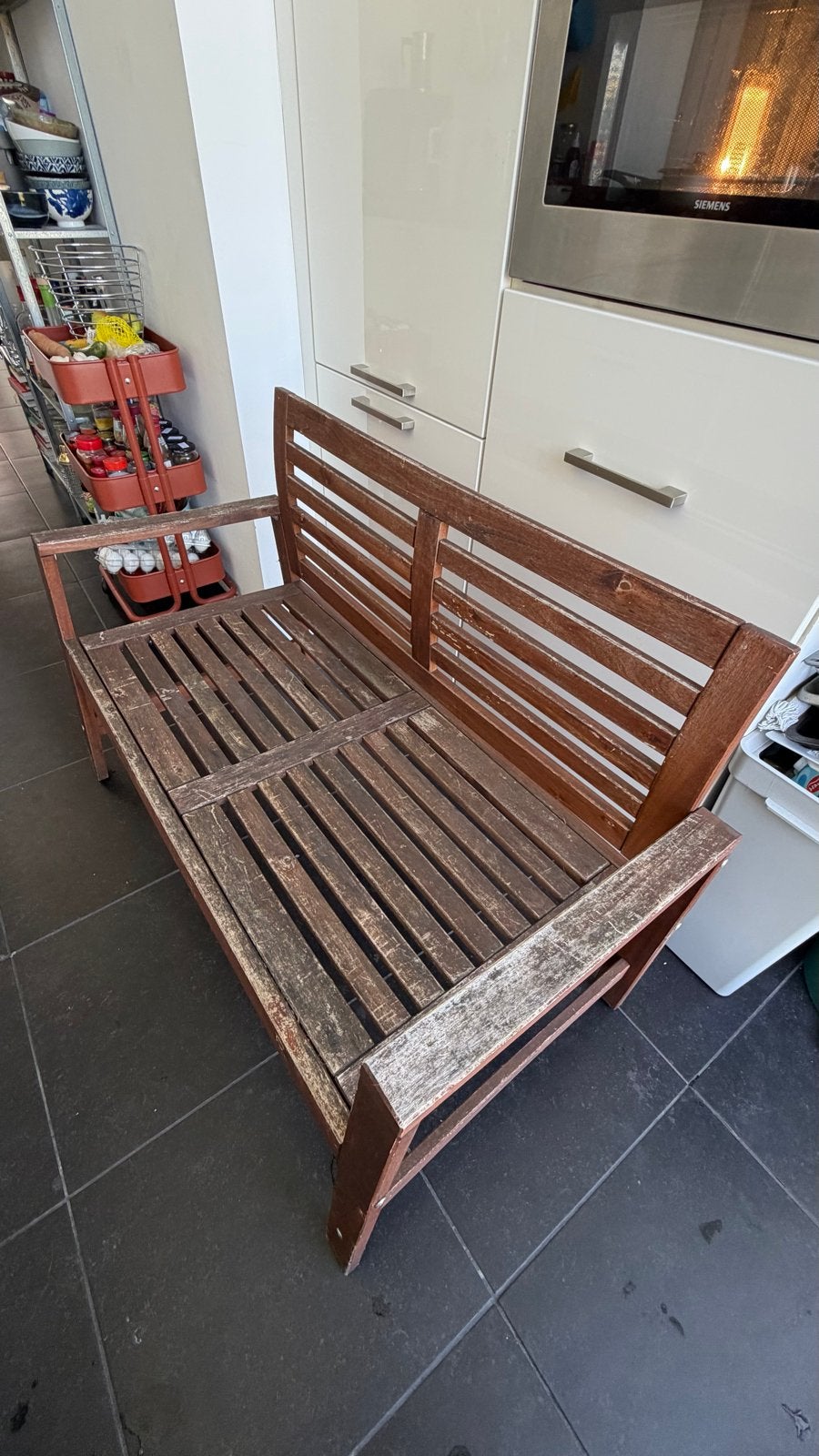 Ikea Äpplarö Houten tuinbankje - 2-zits - opknapper, Ophalen, Gebruikt, Hout