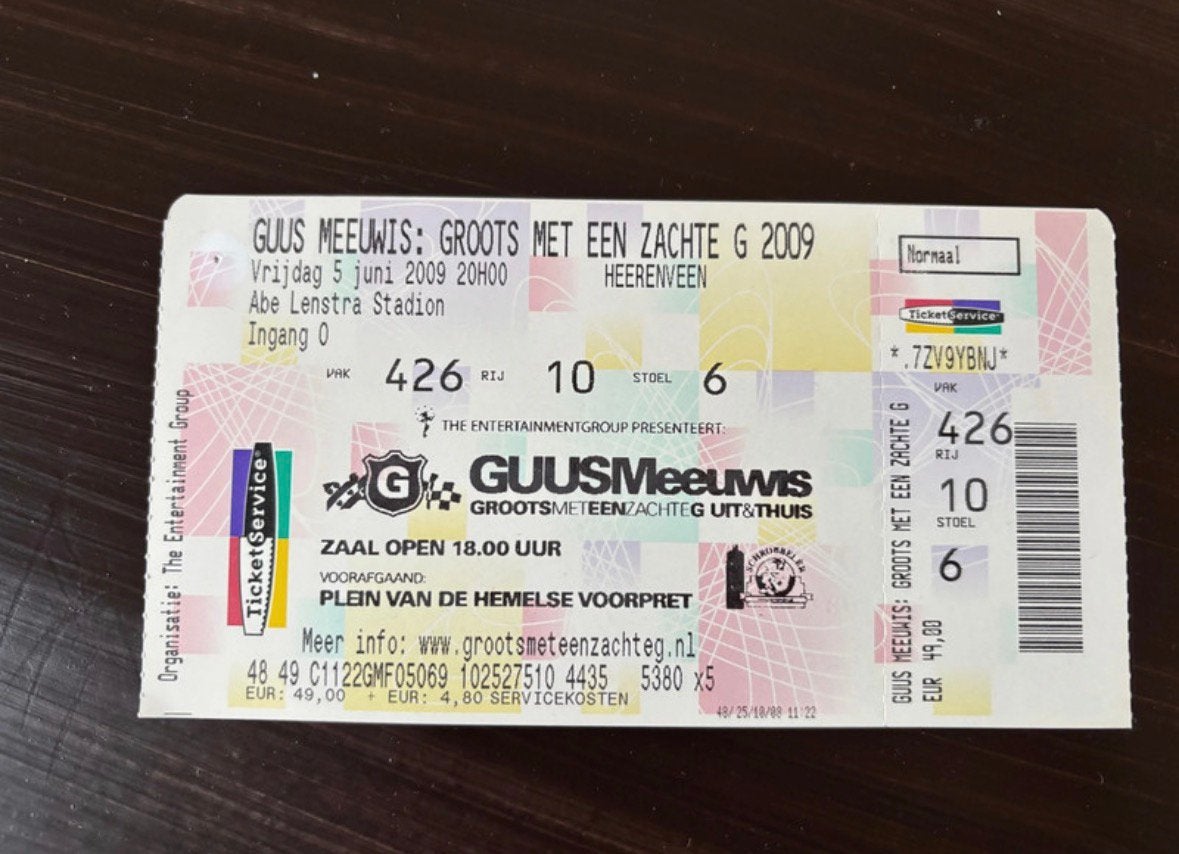 Guus Meeuwis ticket 2009 Groots met een zachte G, Eén persoon