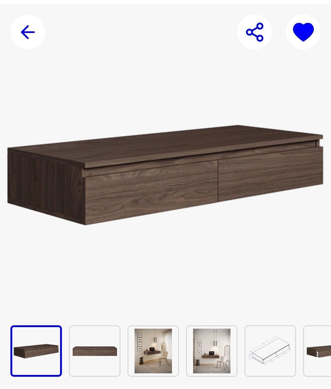 Zwevend Bureau/Kaptafel met Lades Walnoot, Ophalen, 120 cm, Spaanplaat of MDF, 50 cm