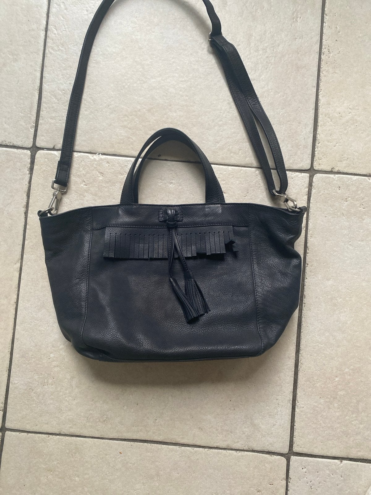 Amsterdam Cowboys Leren Handtas/Schoudertas Zwart, Ophalen of Verzenden, Zo goed als nieuw, Zwart, Handtas