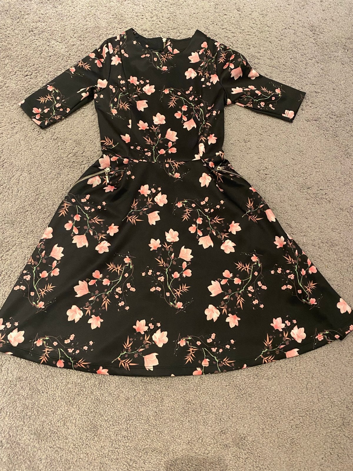 Zwart jurkje met bloemenprint maat 34 van Bodyflirt, Maat 38/40 (M), Zwart, Ophalen of Verzenden, Zo goed als nieuw