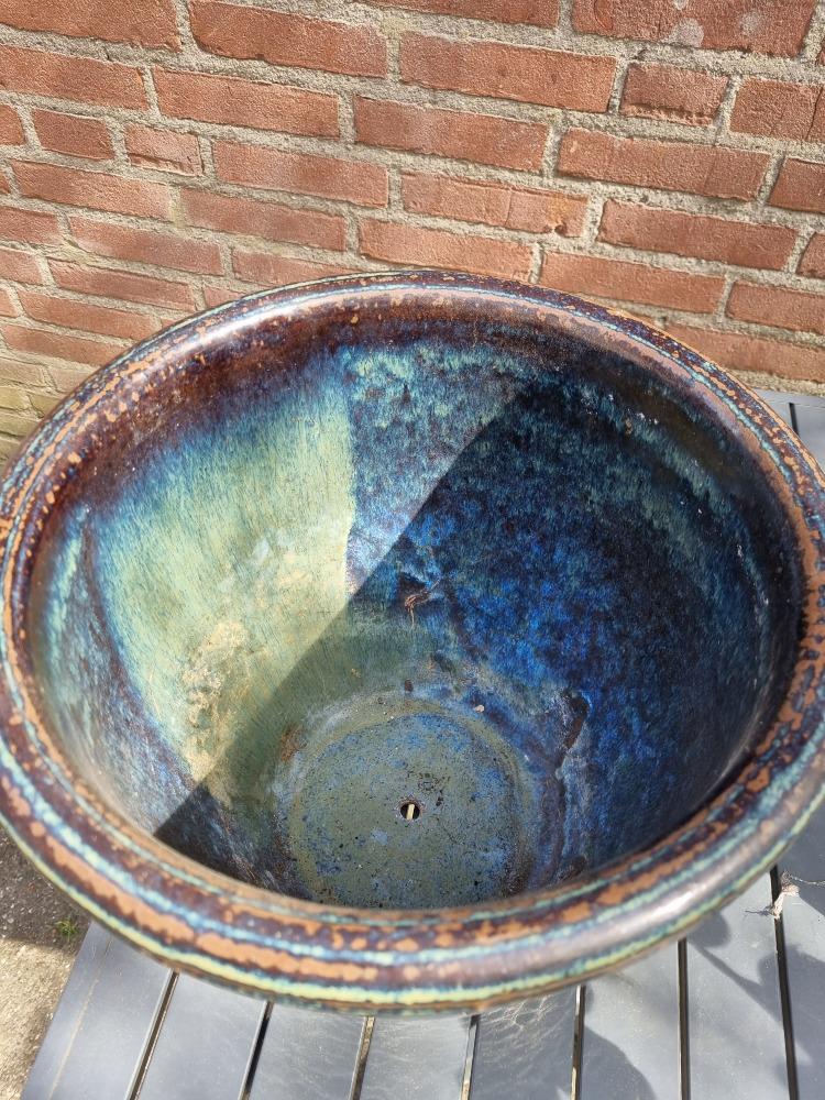 bloempot blauw voor buiten met gat, Tuin en Terras, Bloempotten, Ophalen of Verzenden, 'T Olde Gre-j, Info@toldegrej.nl, Endepoelstraat 20f Didam