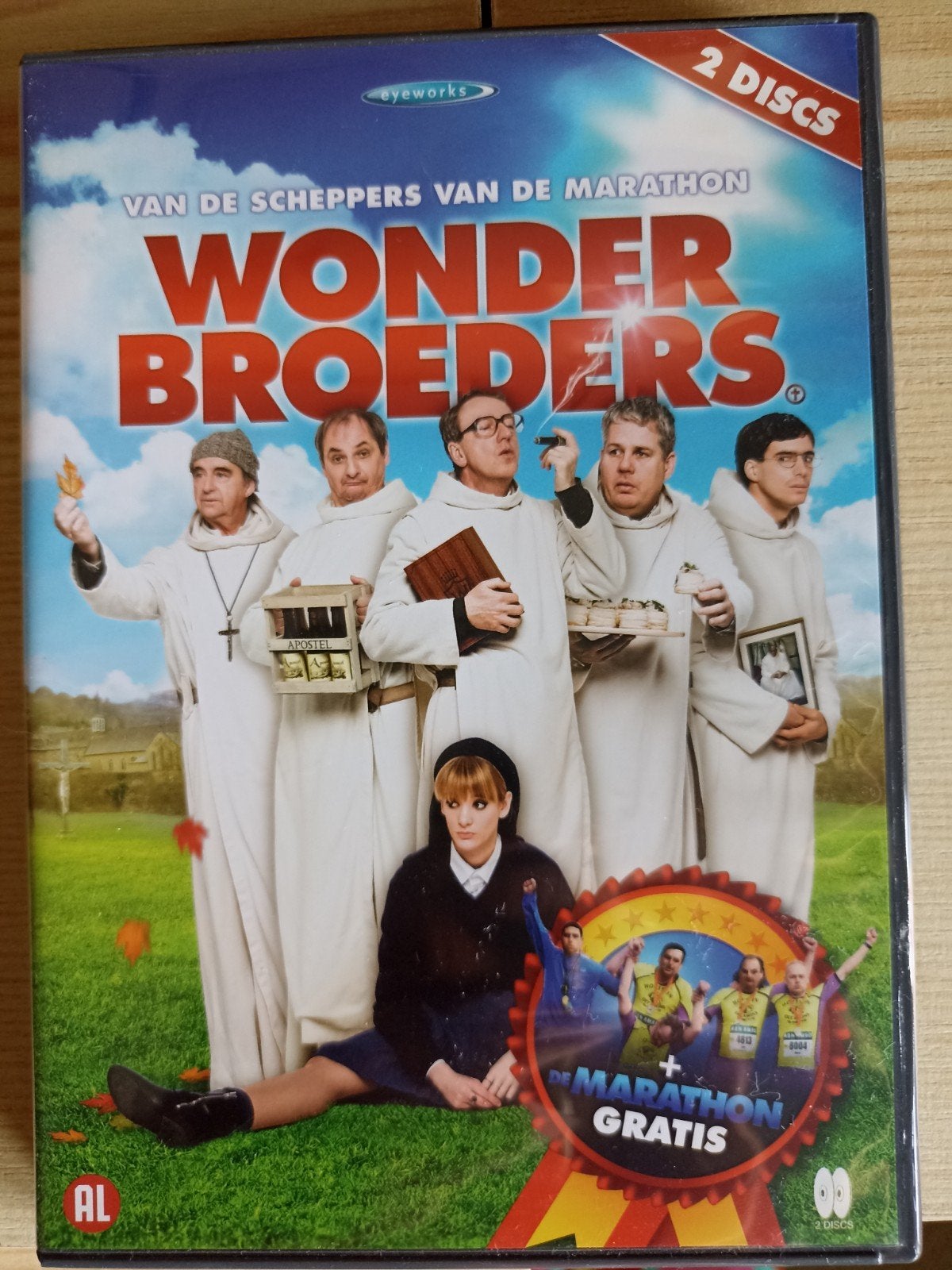 Wonderbroeders DVD (2 discs) + De Marathon GRATIS, Alle leeftijden, Nederlands, Inclusief doosje, Zo goed als nieuw