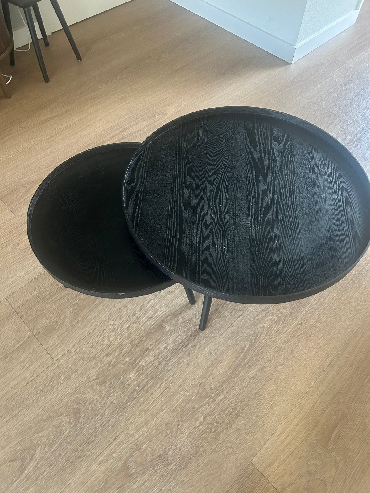 WOOOD bijzettafels set Mesa L en Mesa XL, Ophalen, Gebruikt, Rond, 50 tot 100 cm
