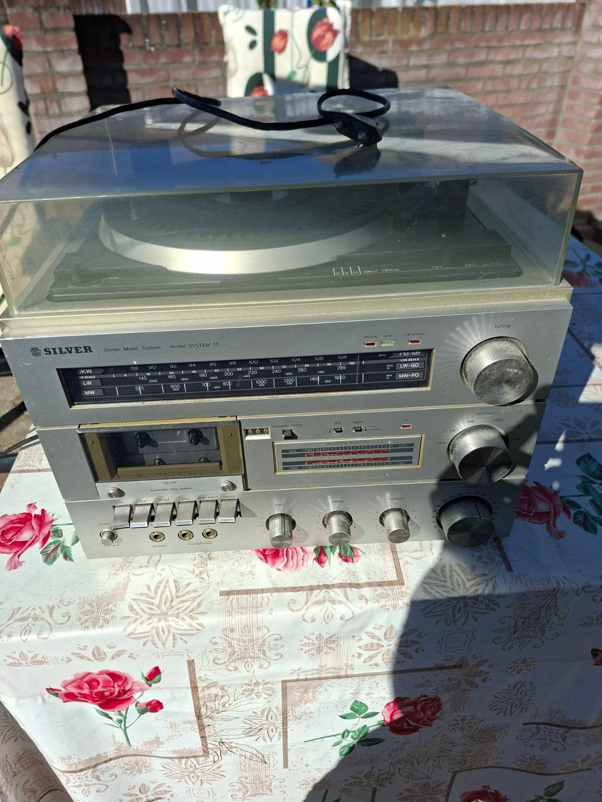 Silver Stereo Music System 70 - Platenspeler & Cassette, Audio, Tv en Foto, Platenspelers, Ophalen, Gebruikt, Platenspeler, Overige merken