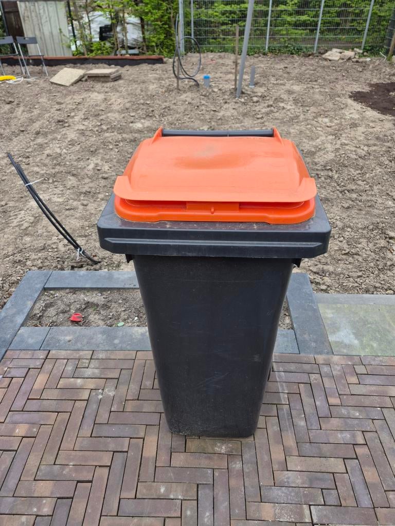 Nette vuilnisbak met oranje deksel, 120 ltr, Ophalen