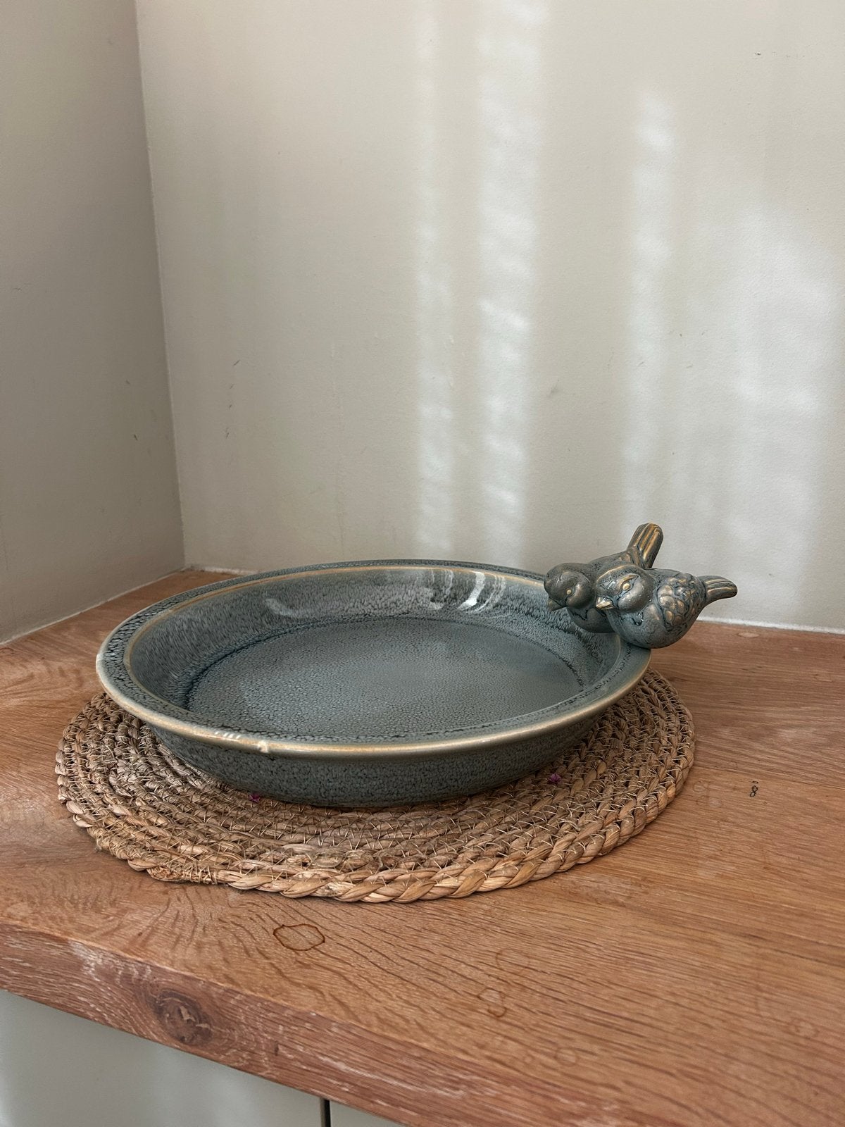 Decoratieve schaal met vogels - Keramiek, Ophalen, Gebruikt, Landelijk, Grijs