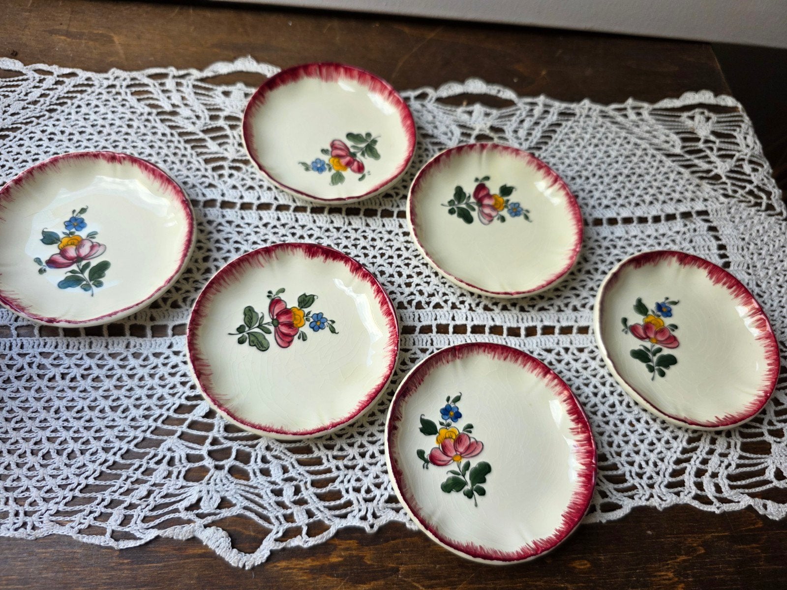 Gien petit four bordjes, Ophalen of Verzenden