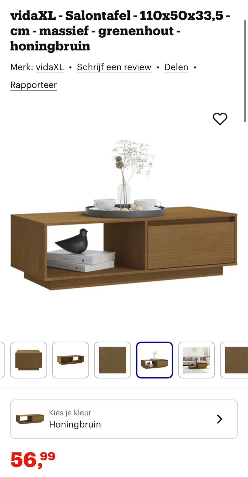 Salontafel VidaXL, Huis en Inrichting, Tafels | Salontafels, Ophalen, 100 tot 150 cm, 50 tot 100 cm, Zo goed als nieuw
