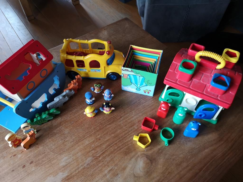 Baby kinder speelgoed bus, huis, Ark, stapelblokken, Ophalen of Verzenden, Gebruikt, Overige typen