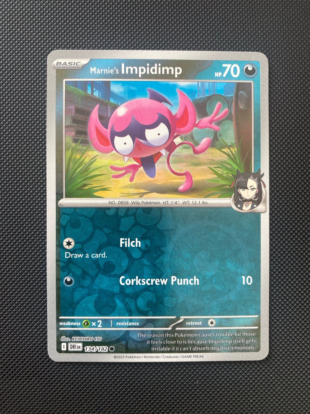 Marnie's Impidimp 134/182 Reverse Holo Destined Rivals, Ophalen of Verzenden, Zo goed als nieuw, Losse kaart, Foil