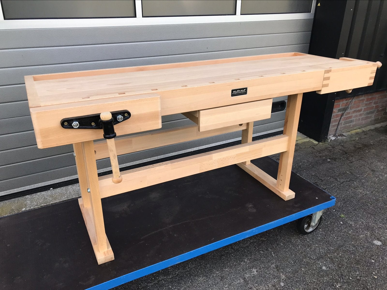 Z.g.a.n. Ramia beuken werkbank, meubelmakerswerkbank, Ophalen, Zo goed als nieuw, 170 cm of meer, Bankschroef