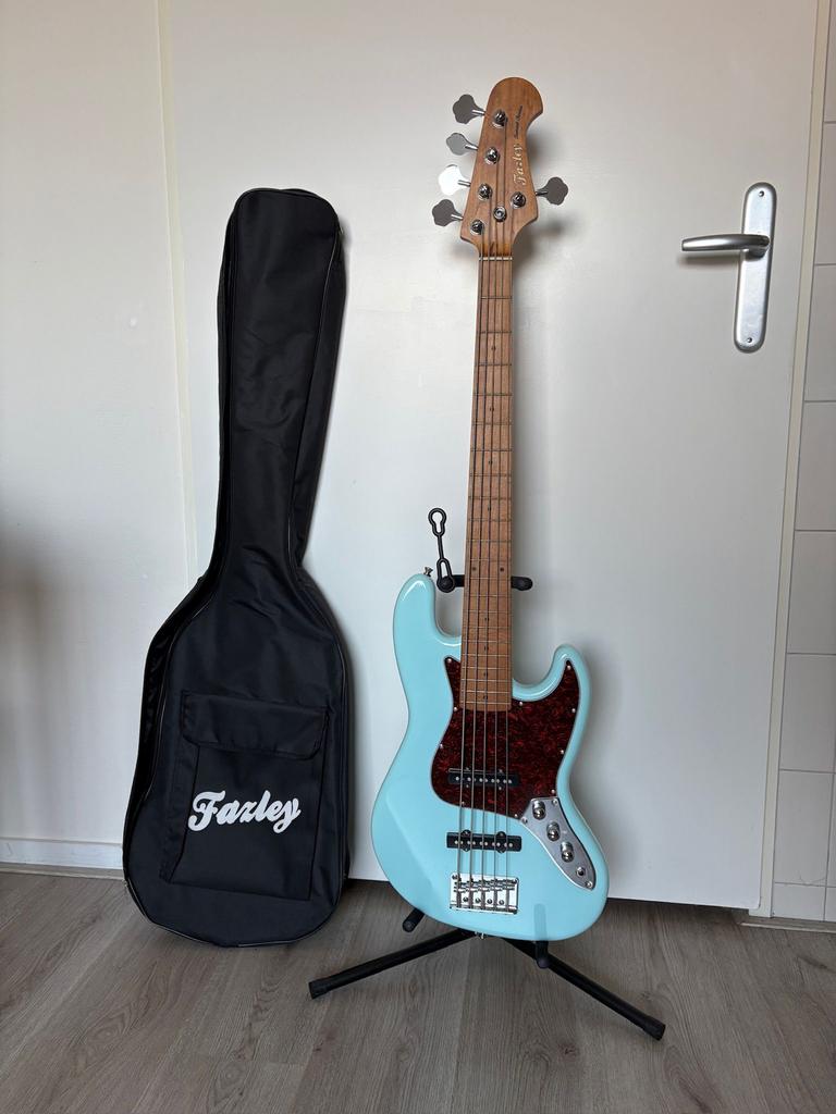 Fazley Sunset Jellyfish 5-snarige J-bass - Zo goed als nieuw, Ophalen, Zo goed als nieuw, Elektrisch, 5-snarig