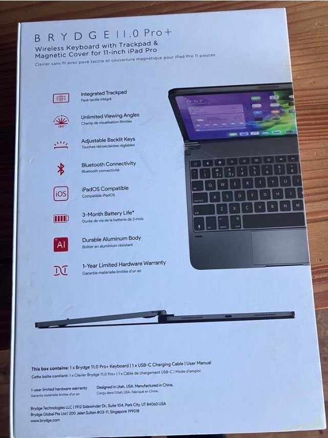 BRYDGE 11.0 Pro+ Draadloos Toetsenbord met Trackpad, Ophalen, 11 inch, Zo goed als nieuw, Apple iPad Pro