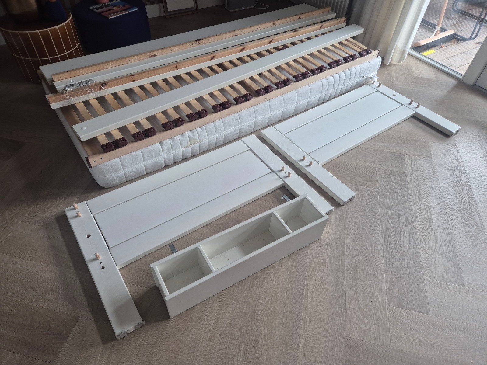 Lifetime bed 90x200 met lattenbodem en opbergvakken, Ophalen, Gebruikt, 90 cm, Eenpersoons