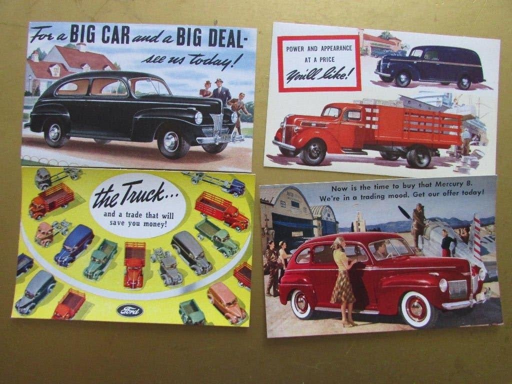 1941 FORD ansichtkaarten, 4 verschillende. 3 setjes., Ophalen of Verzenden, Zo goed als nieuw, Ford