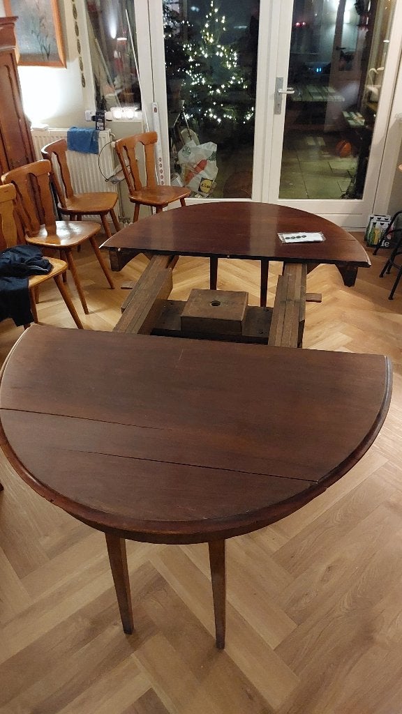 Ovale tafel (uitschuifbaar) (Coulissentafel), Huis en Inrichting, Ophalen, Gebruikt, Klassiek, 200 cm of meer