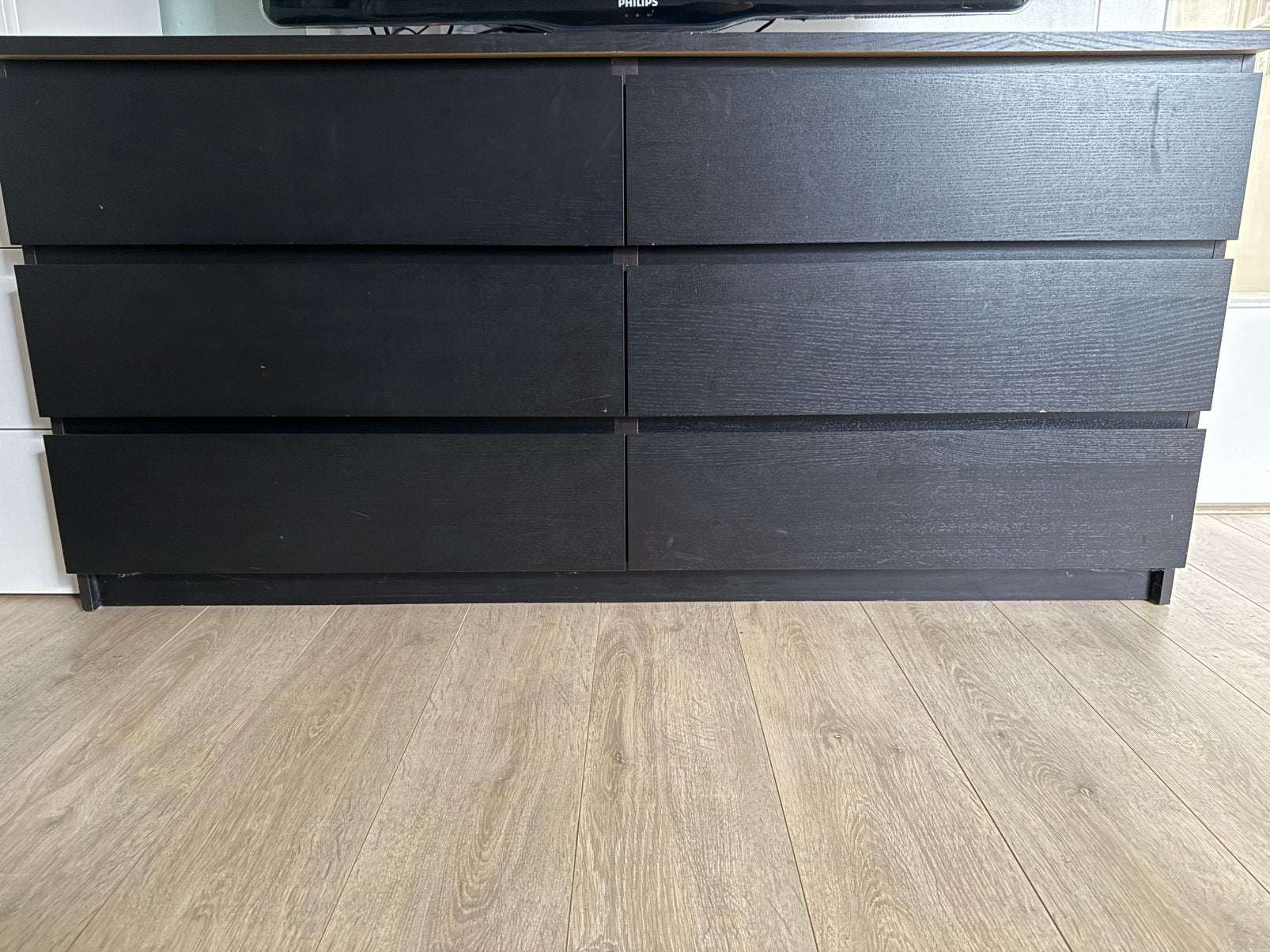 Malm ladekast 6 lades zwart/bruin, Ophalen, 50 tot 100 cm, Zo goed als nieuw, 3 of 4 laden