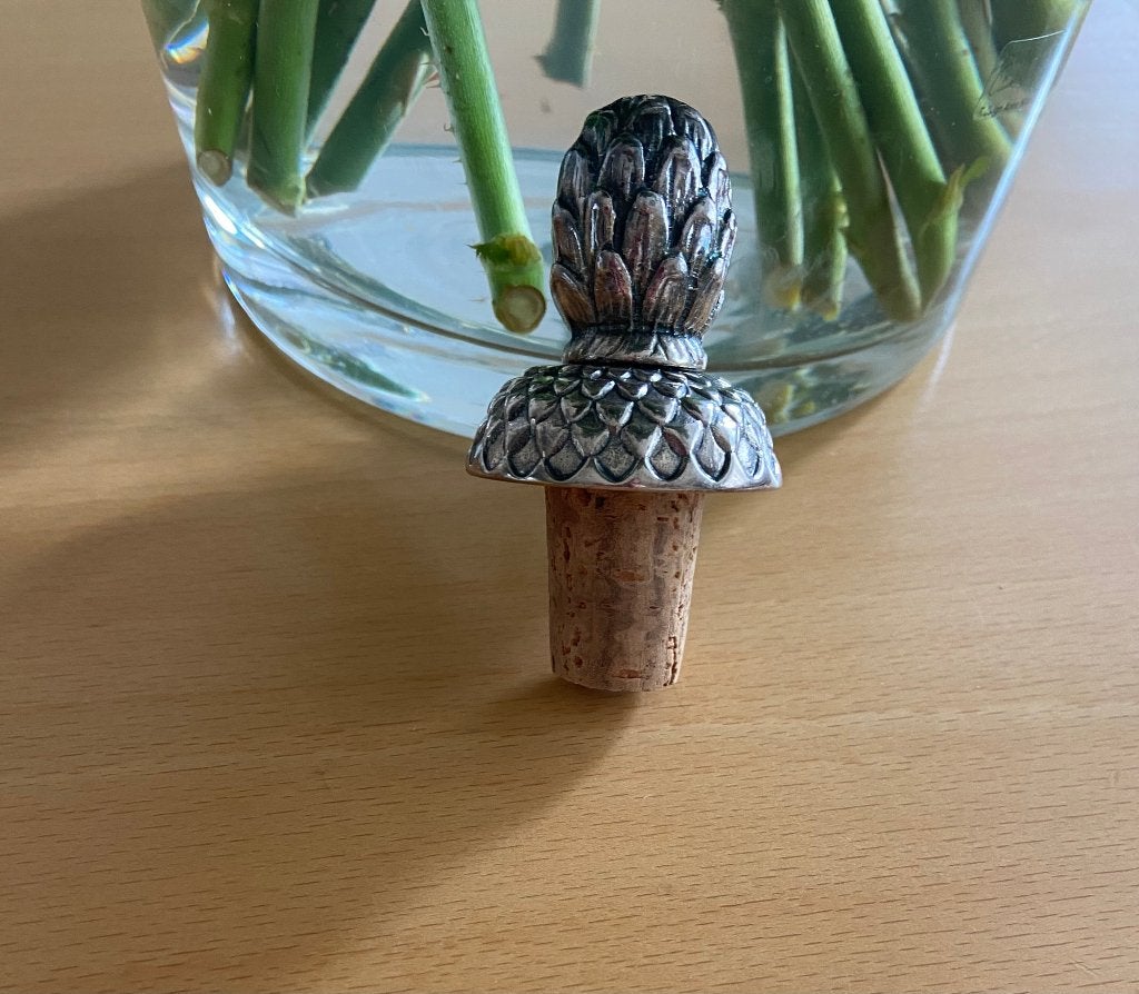 Vintage zilverkleurige wijnflesstopper, Ophalen of Verzenden, Metaal, Zilver, Gebruikt