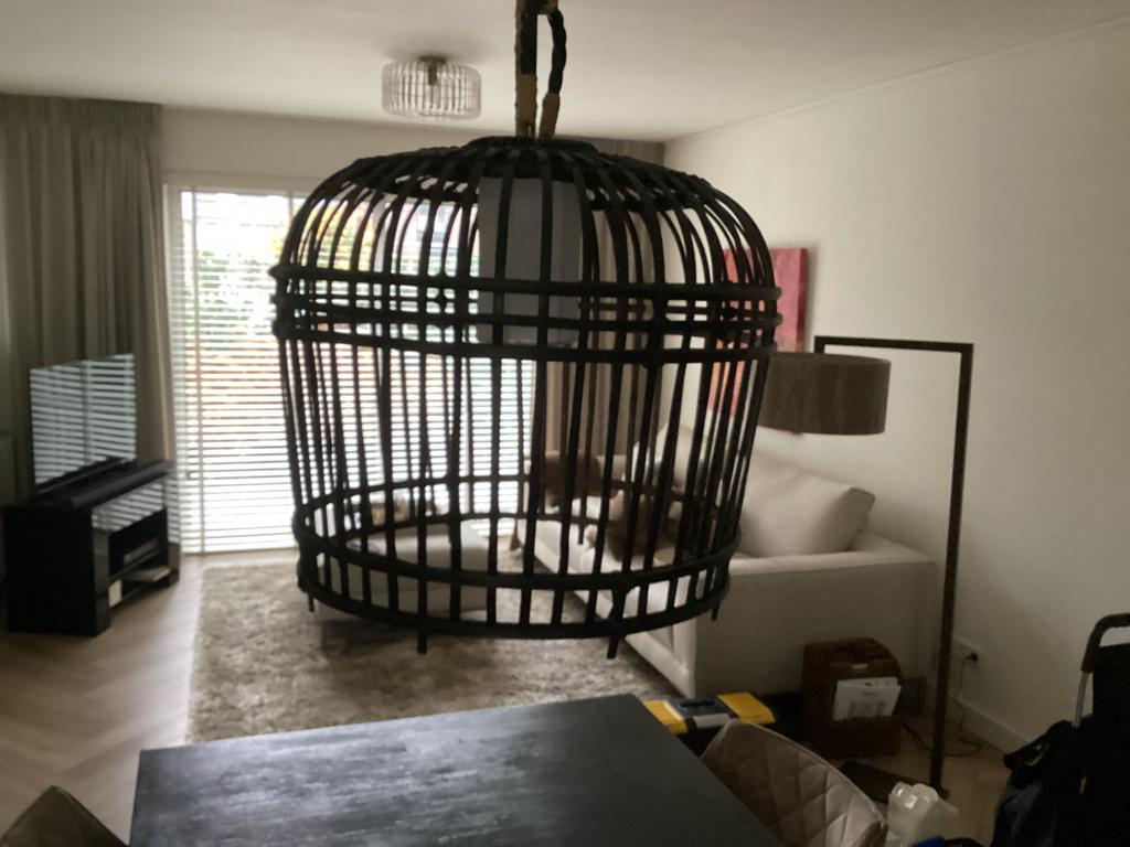 Riviéra Maison San Carlos hanglamp, zwart, Ophalen, 50 tot 75 cm, Hout, Landelijk