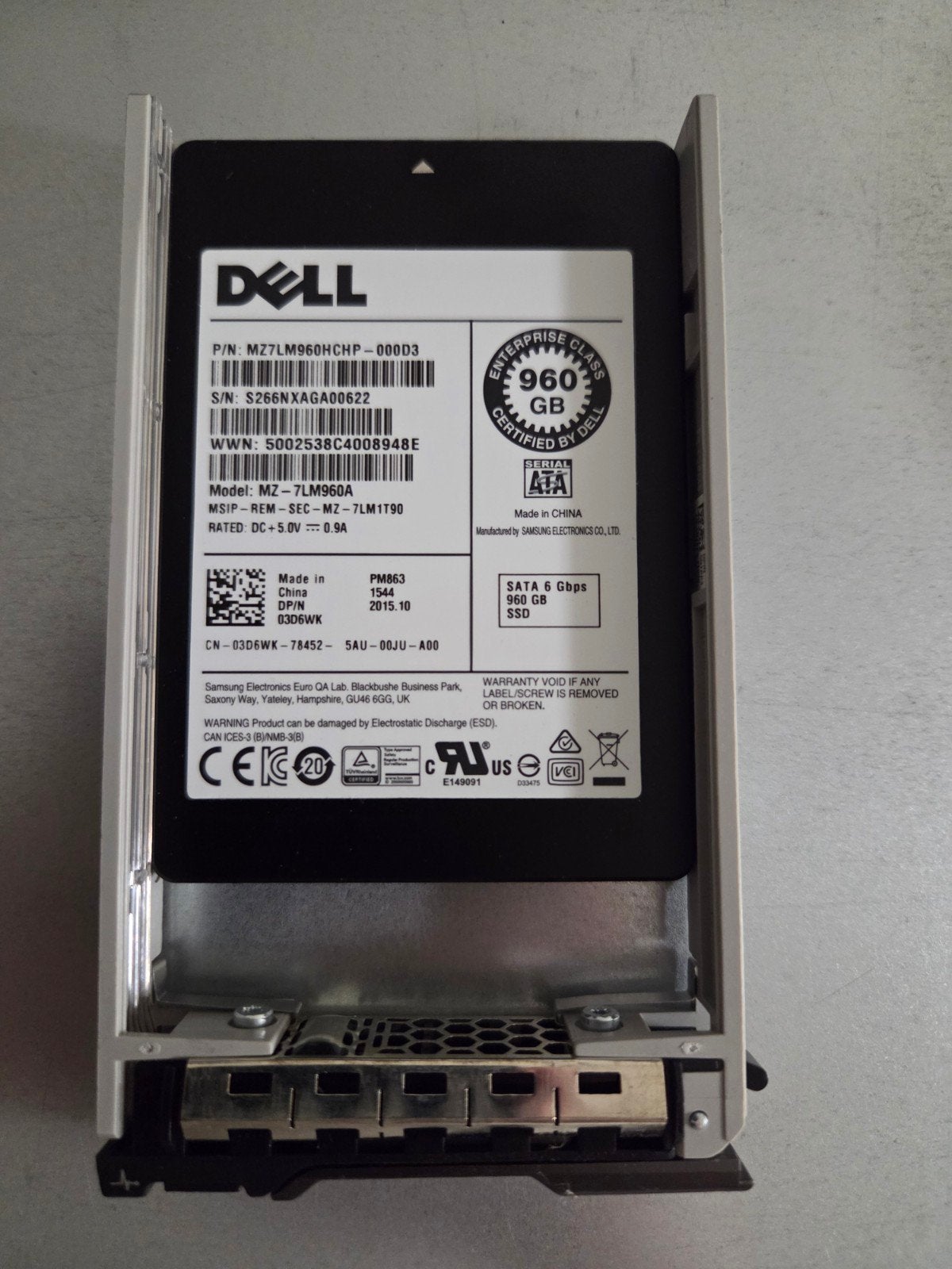 Dell PM863 960gb SATA SSD's, Computers en Software, Harde schijven, Intern, Gebruikt, Server, Ophalen of Verzenden