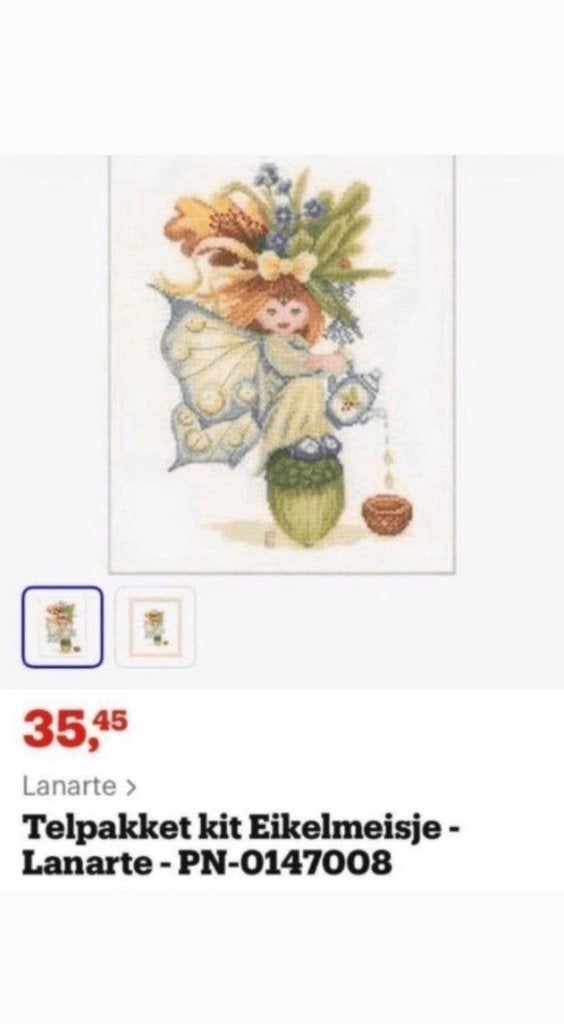 BORDUURPAKKET LANARTE ACORN GIRL, Verzenden, Nieuw, Handborduren, Borduurpakket
