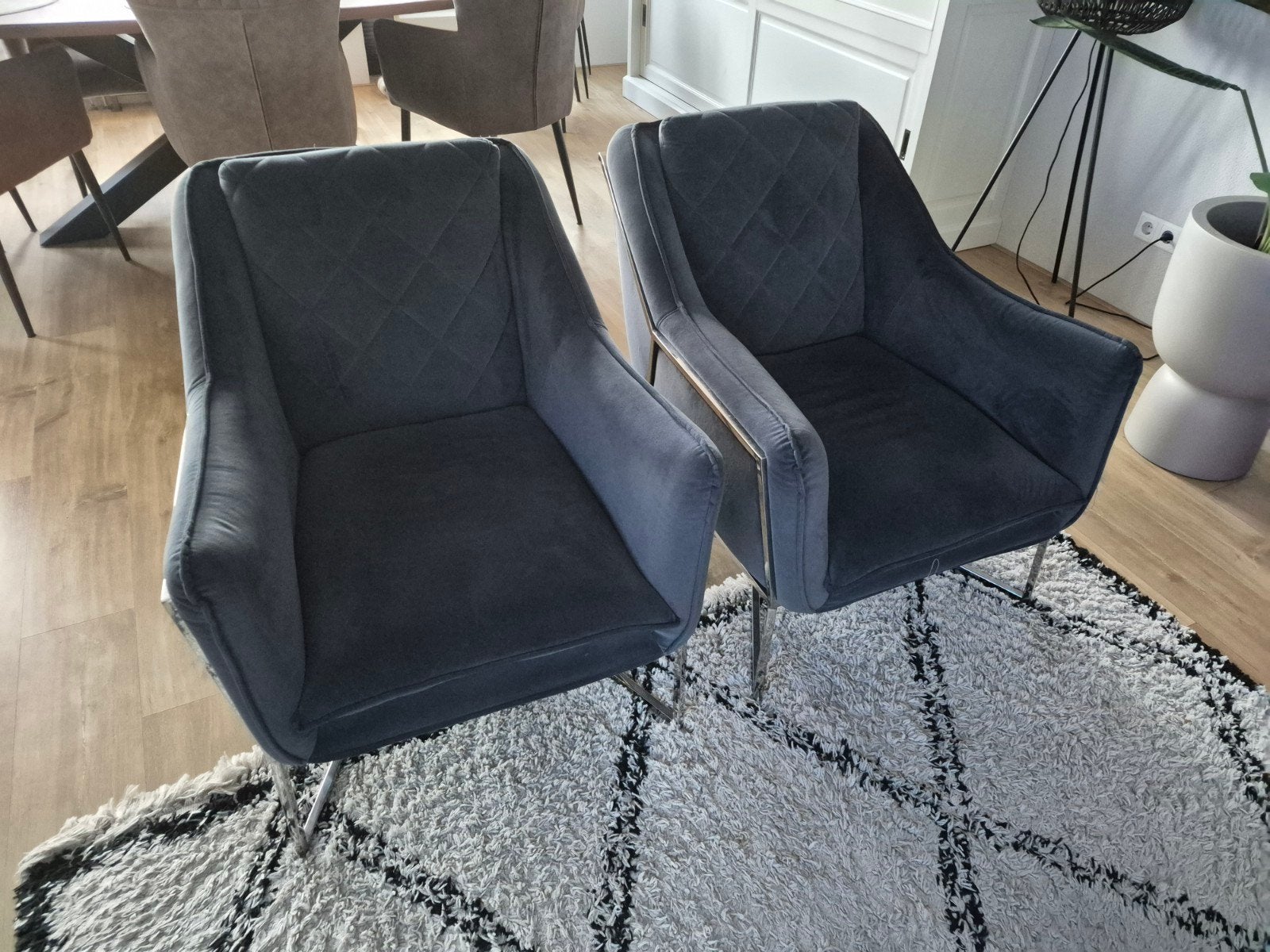 2x Riviera Maison Walker Park Armchair - Midnight Grey, Ophalen, Gebruikt, Modern, Elegant, Luxe, 75 tot 100 cm