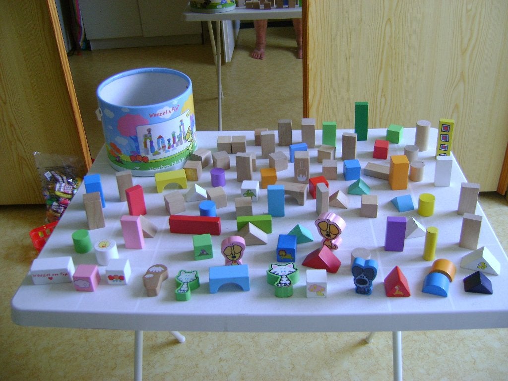 ton houten woezel en pip blokken en nog extra blokken ca 80, Kinderen en Baby's, Speelgoed | Houten speelgoed, Ophalen of Verzenden