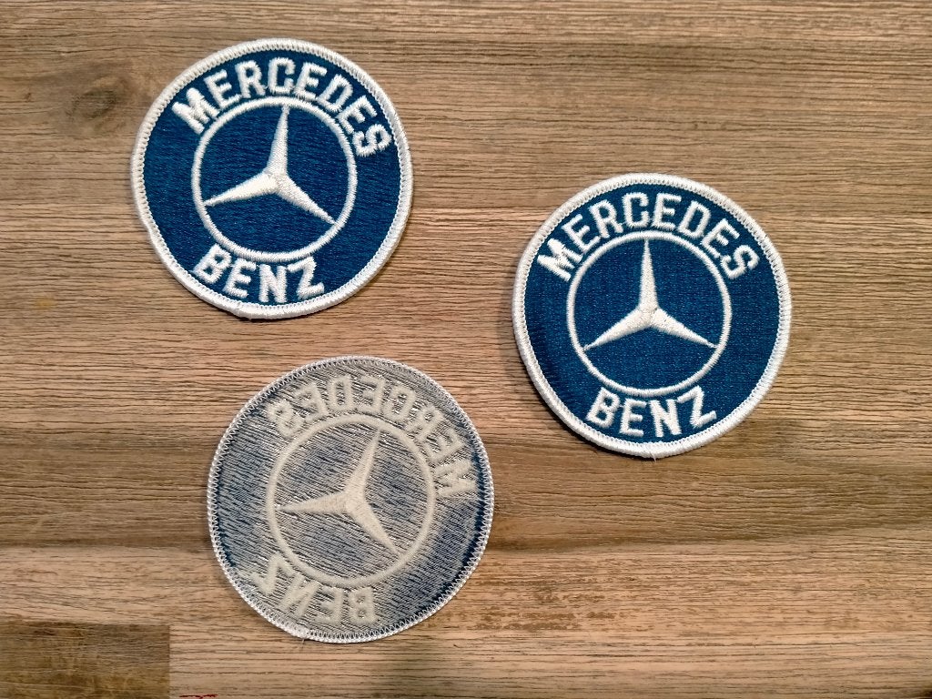 Mercedes Benz auto blauw wit logo patch vintage embleem 2, Verzamelen, Ophalen of Verzenden, Nieuw, Auto's