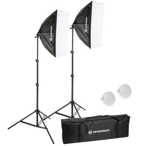 Bresser Fotostudio Set met Softboxen en Achtergrond, Ophalen, Complete fotostudio, Bresser, Zo goed als nieuw