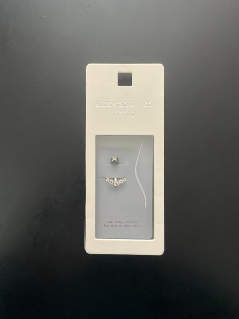 Nieuwe neuspiercing set met strass steentjes, Staal, Nieuw, Ophalen of Verzenden, Neuspiercing