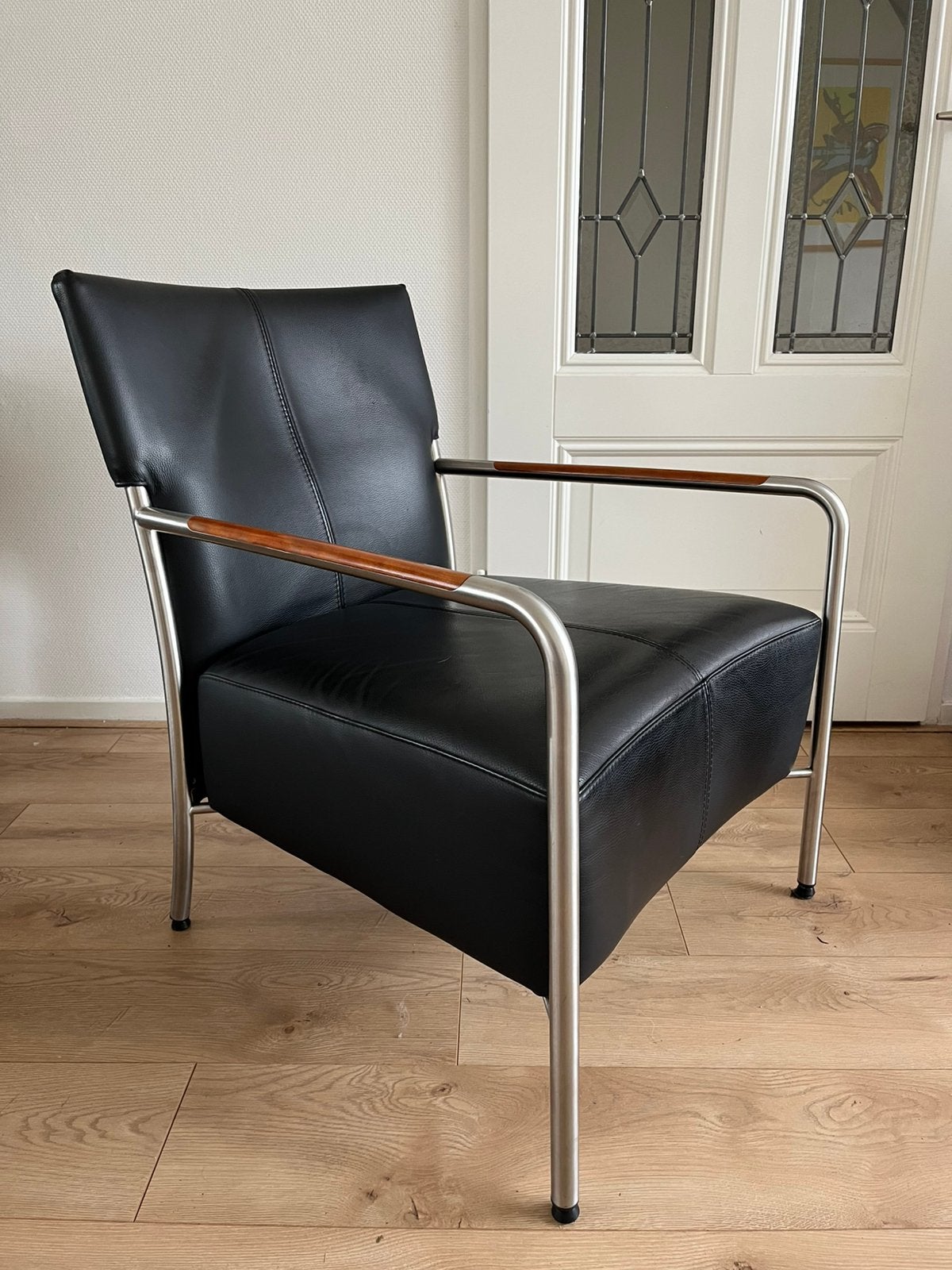 Bert Plantagie Fauteuil model Class Z. Zwart Leer IGST., Design, 75 tot 100 cm, Ophalen of Verzenden, Zo goed als nieuw