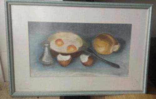 gebakken eieren vork pan ui en zoutvaatje  I Callaerts, Antiek en Kunst, Ophalen